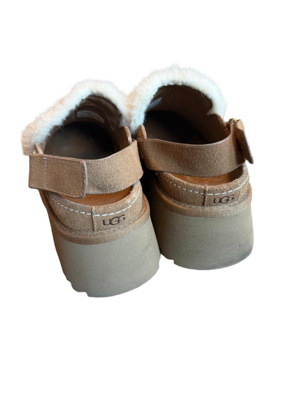 UGG Esmee Suede Block-Heel Slingback Clogs Shoes Camel Tan Suede Size 8 Women's - Picture 6 of 15